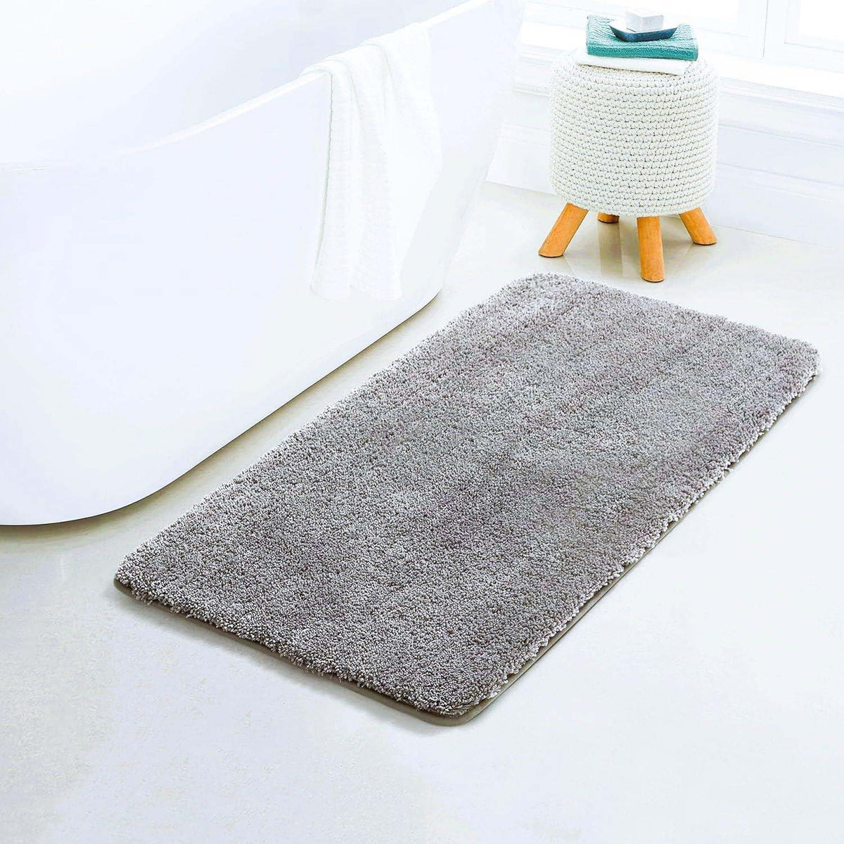 Microfiber Anti-Slip Doormat for Home & Bathroom Entrance Grey Rectangular Mat (40x60 cm) Image 1