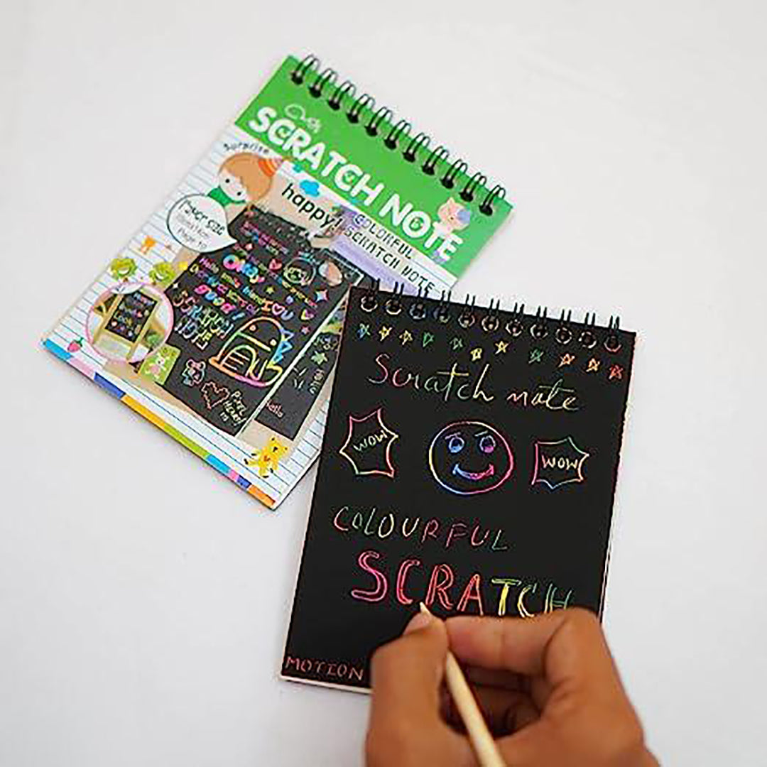 Small Rainbow Scratch Notebook Paper Magic Doodle Note Pad For Kids Arts Crafts Painting Sketching With Wooden Pencil Pack Of 3 Image 3