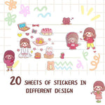 Cute Cartoon Theme Kawaii Stickers 16 Pet Sheets Cute Washi Stickers For Projectjapanese Style Girls Paper Sticker Setsize Of Each Sheet 40X8 Cms color design Image 3
