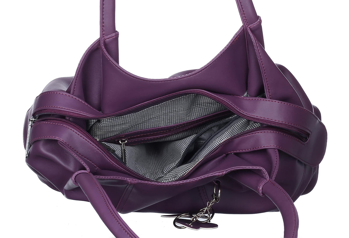 Handbag For Women And Girls Stylish violet PU Leather Bag Image 3