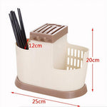 Plastic Cutlery Chopstick Holder Stand And Knife Organizer Drainer Basket Water Draining Tray For Small Kitchen Tool With 3 Hanging Hook Image 3
