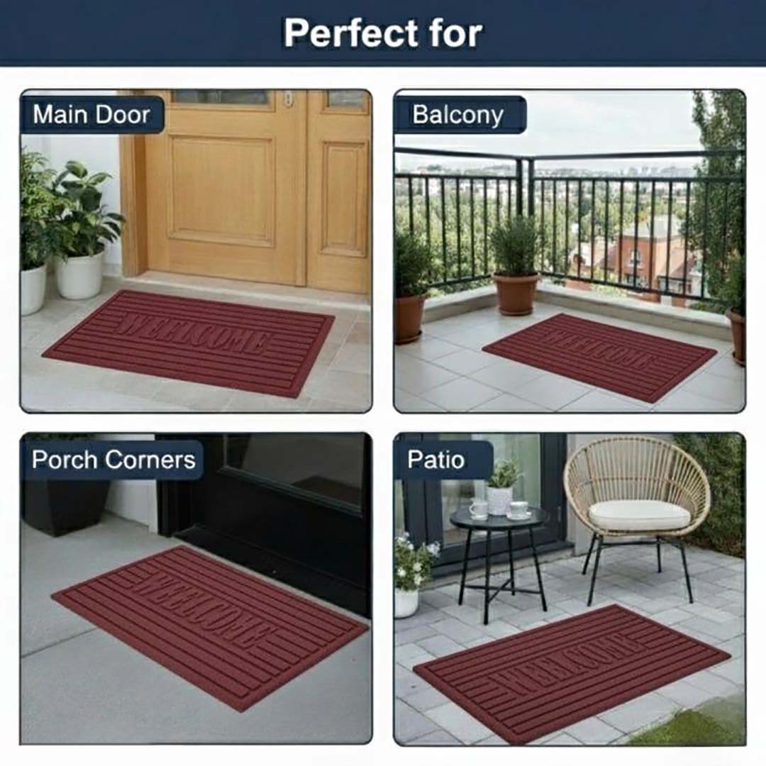 Rubber Anti-Slip Doormat for Home & Bathroom Entrance Maroon rectangular Mat (38x58 cm) Image 4