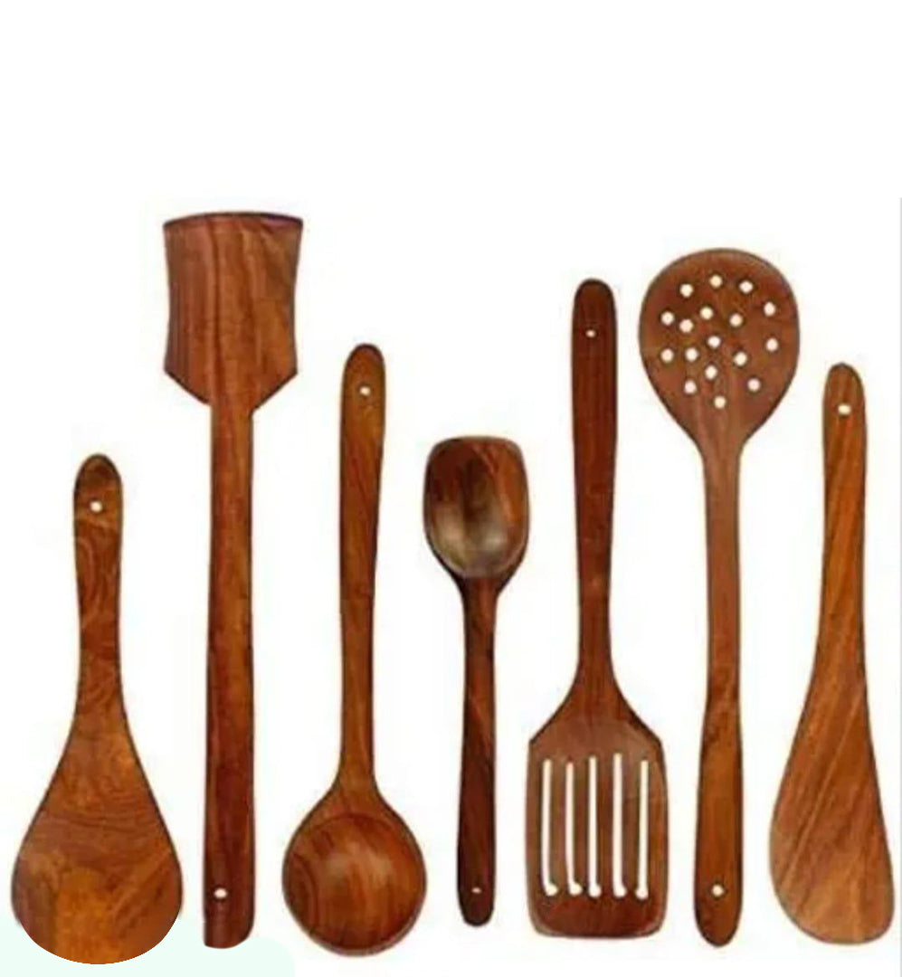 Wooden Spoon Set Of 7 No Holder Image 1