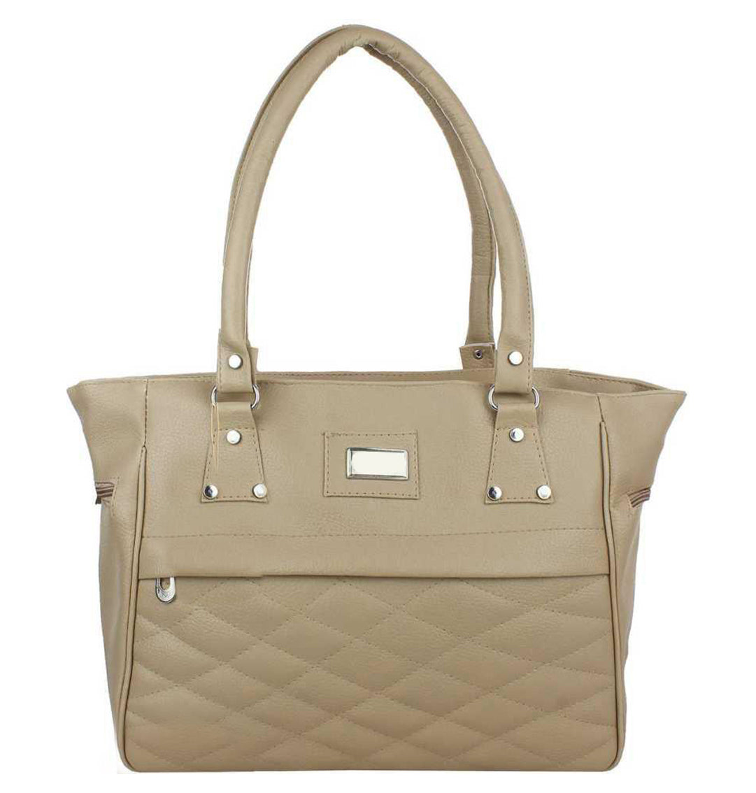 Handbag For Women And Girls Stylish beige PU Leather Bag Image 1