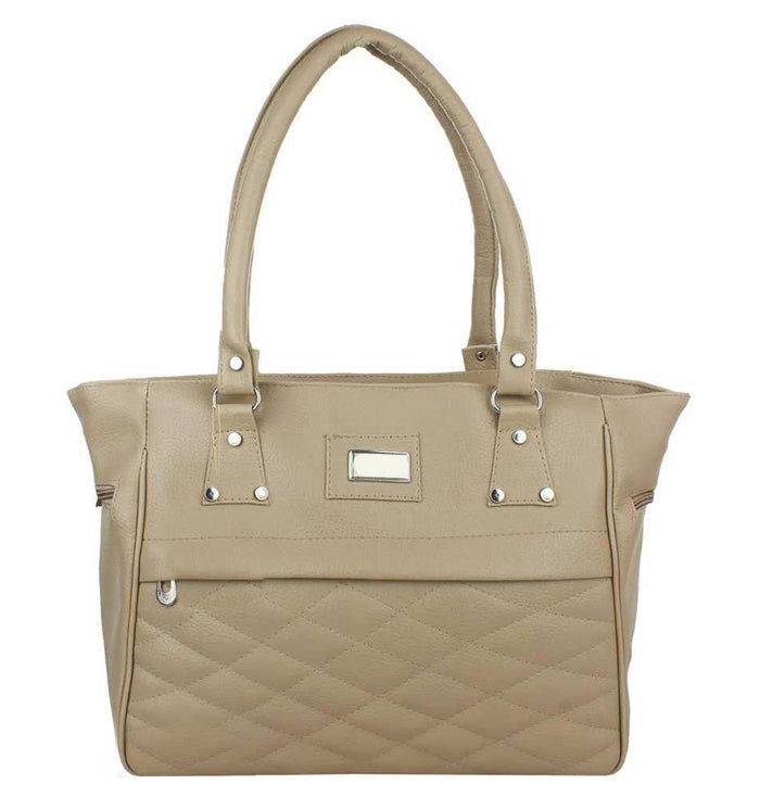 Handbag For Women And Girls Stylish beige PU Leather Bag Image 1