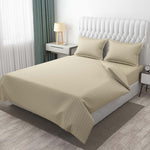 Grey Silver 300Tc Glace Cotton Plain Stripe Queen Size Double Bedsheet With 2 Pillow Cover For Home Hotel Guest Room 90 X 100 Inch Image 4