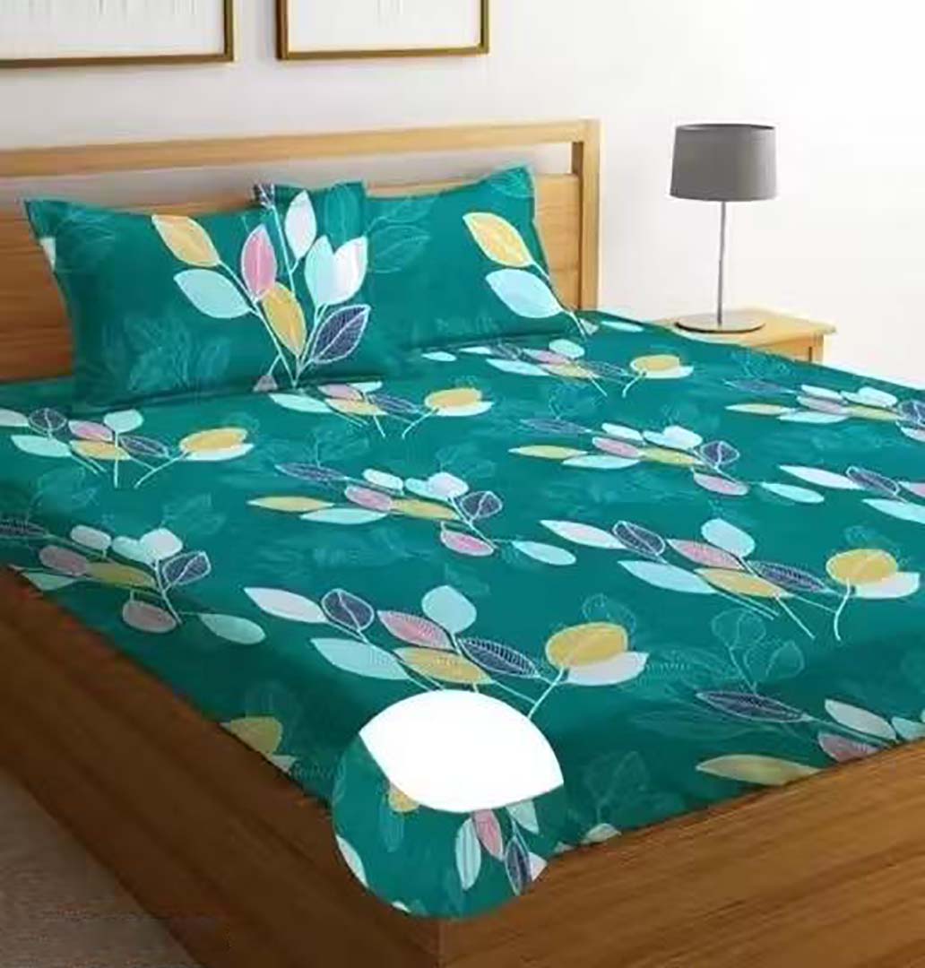 Glace Cotton (78x72 Inch) Double Size Bedsheet With 2 Pillow Cover in Multicolor Image 1