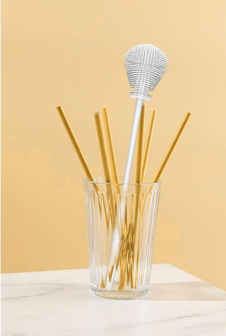 Long Handle Silicone Bottle Brush Flexible Cleaning Brush With Soft Bristles Multipurpose Kitchen Cleaner For Bottles And Cups White Image 1