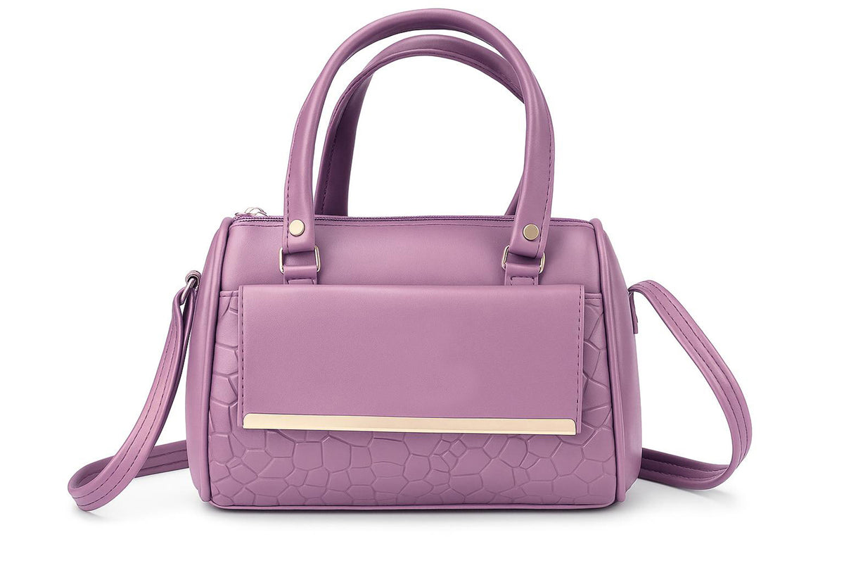 Handbag For Women And Girls Stylish Lavendar Faux Leather/Leatherette Bag Image 3