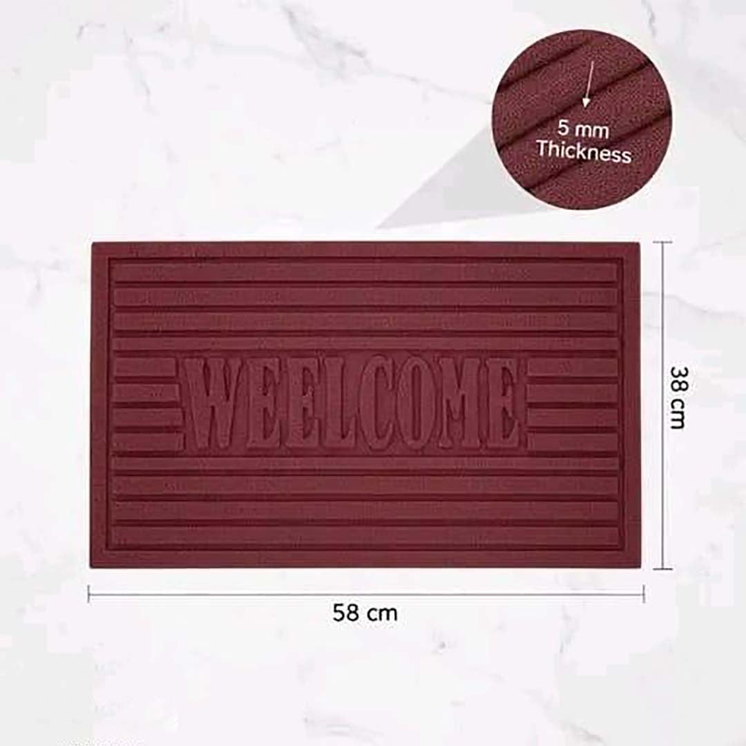 Rubber Anti-Slip Doormat for Home & Bathroom Entrance Red Rectangular Mat (38x58 cm) Image 2