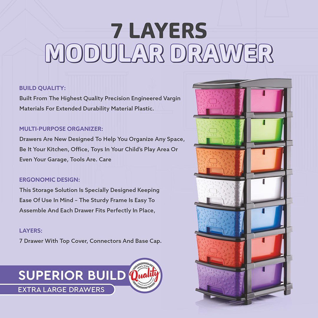 7 Xl Plastic Modular Drawer System For Home Office Hospital Parlor School Doctors Home And Kids Multiston Image 3