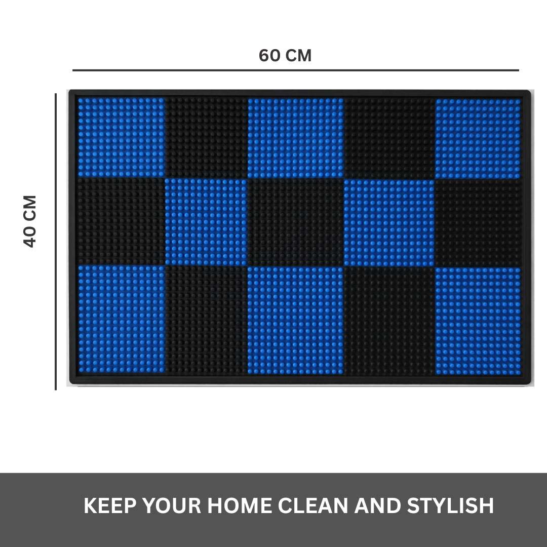 PVC Anti-Slip Doormat for Home & Bathroom Entrance Blue & Black rectangular Mat (40x60 cm) Image 2