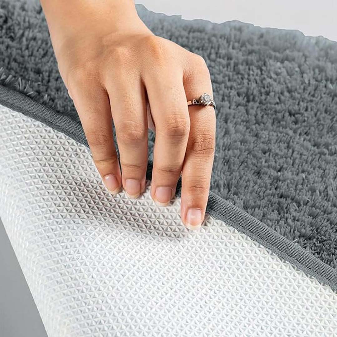 Microfiber Anti-Slip Doormat for Home & Bathroom Entrance Grey Rectangular Mat (35x50 cm) Image 2