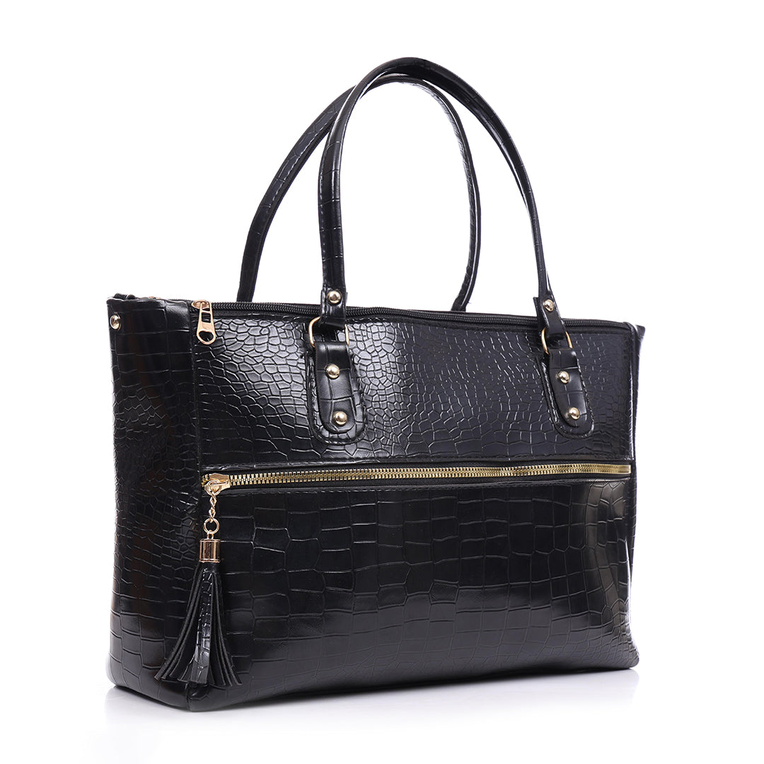 Handbag For Women And Girls Stylish Black Faux Leather/Leatherette Bag Image 2