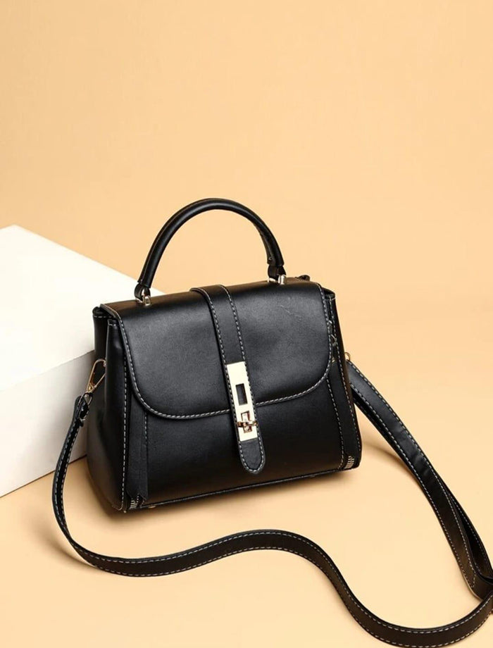Handbag For Women And Girls Stylish Black PU Leather Bag Image 1