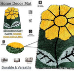 Microfiber Anti-Slip Doormat for Home & Bathroom Entrance Yellow & Green Flower Mat (40x60 cm) Image 3