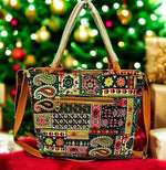 Handbag For Women And Girls Stylish Multicolor Canvas & Leather Bag Image 3