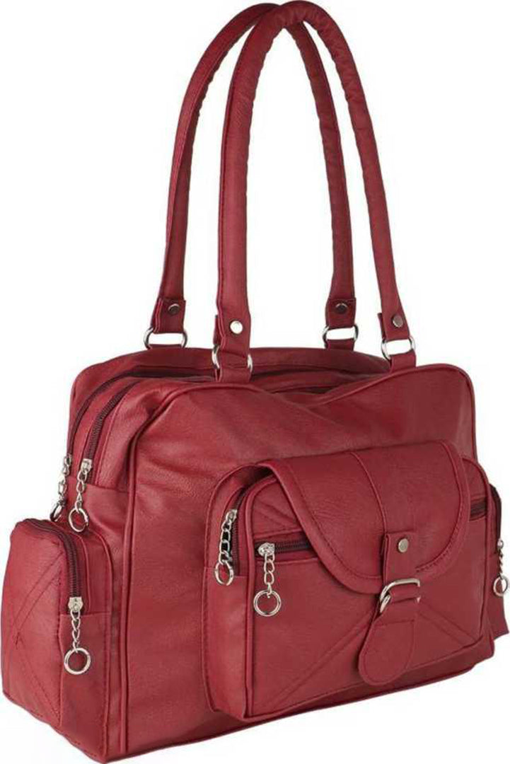 Handbag For Women And Girls Stylish Red PU Leather Bag Image 3