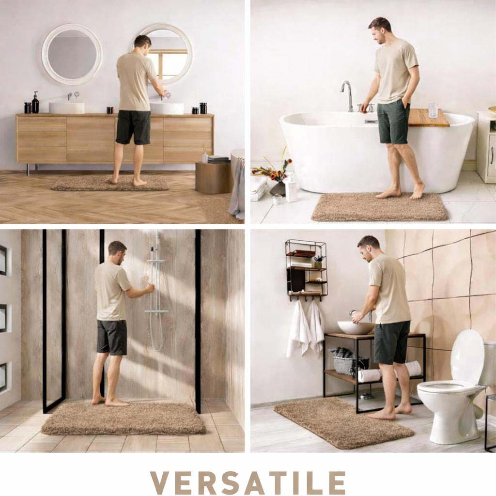 Microfiber Anti-Slip Doormat for Home & Bathroom Entrance Beige Rectangular Mat (40x60 cm) Image 3