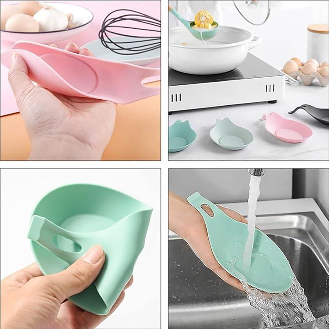 2 Pcs Silicone Spoon Rest For Stove Top Kitchen Spoon Holder Rest Silicone Cooking Utensil Rest Ladle Spoon Holder Image 2