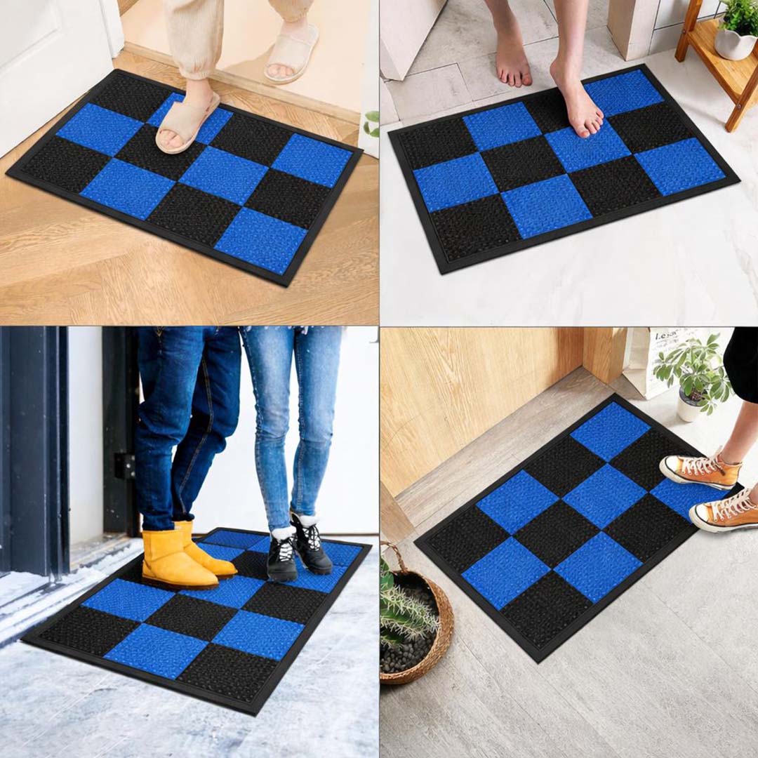 PVC Anti-Slip Doormat for Home & Bathroom Entrance Blue & Black rectangular Mat (40x60 cm) Image 4