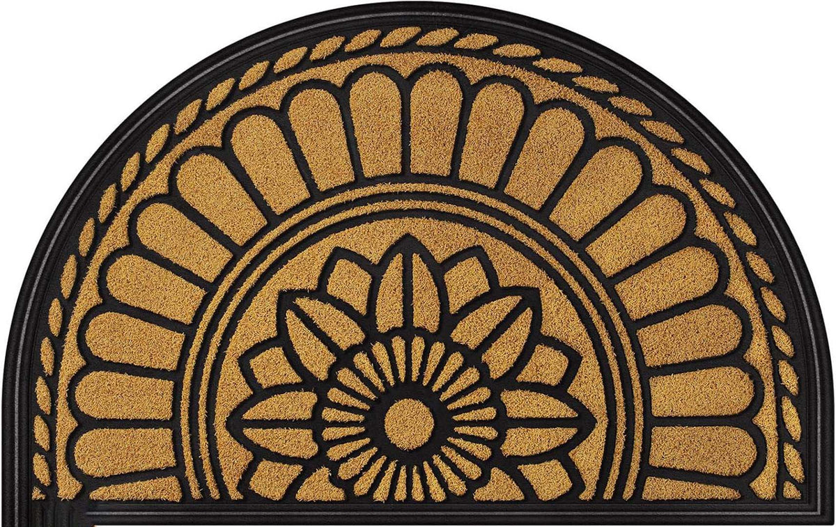 Rubber Anti-Slip Doormat for Home & Bathroom Entrance Golden Semi Circle Mat (45x70 cm) Image 1