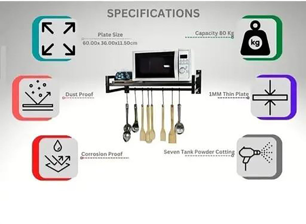 Microwave Stand Wall Mount Otg And Oven Stand Black Image 3