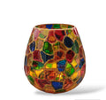 Flossy Naturals Glass T Light Rolly Polly With Multi Color Glass Vase 5 Inch Multicolor Glass Vase Handmade Romantic Glass Vase Home Image 1