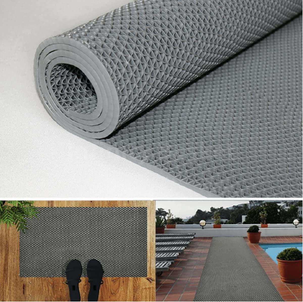 Plastic Anti-Slip Doormat for Home & Bathroom Entrance Grey Rectangular Mat (2x3 Feet) Image 3