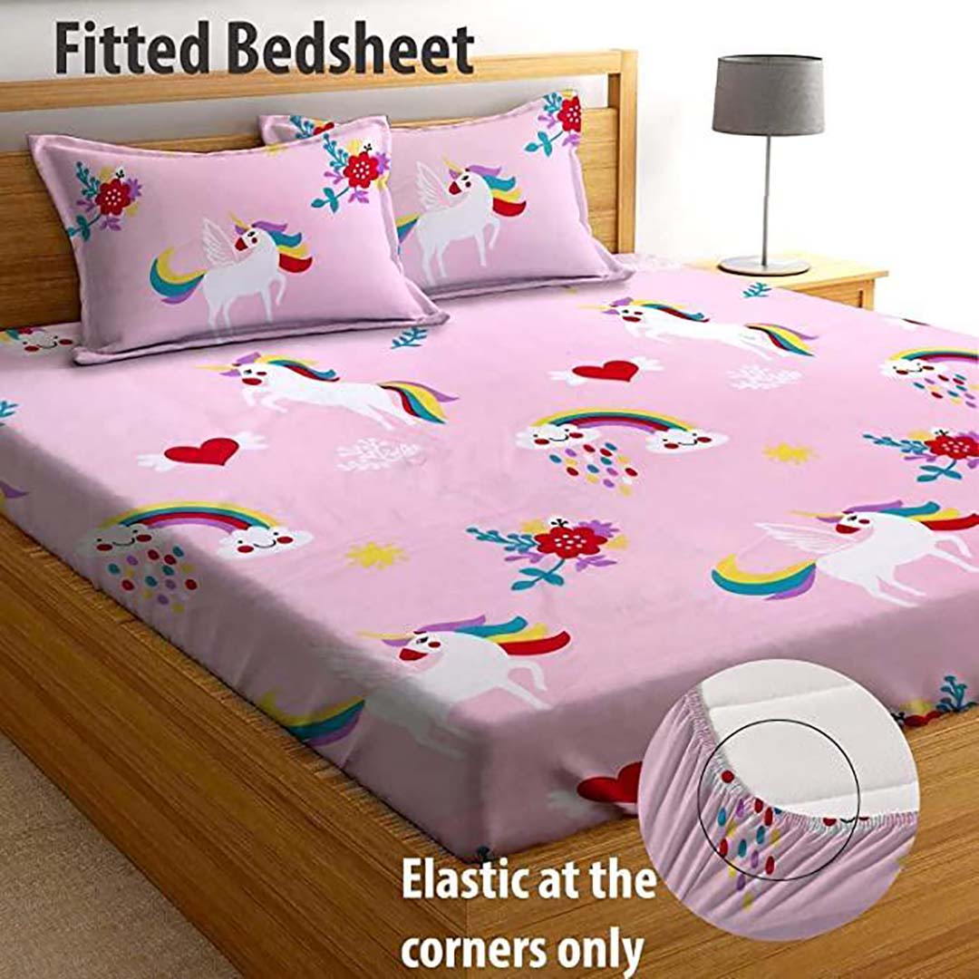 Glace Cotton (78x72 Inch) Double Size Bedsheet With 2 Pillow Cover in Multicolor Image 1