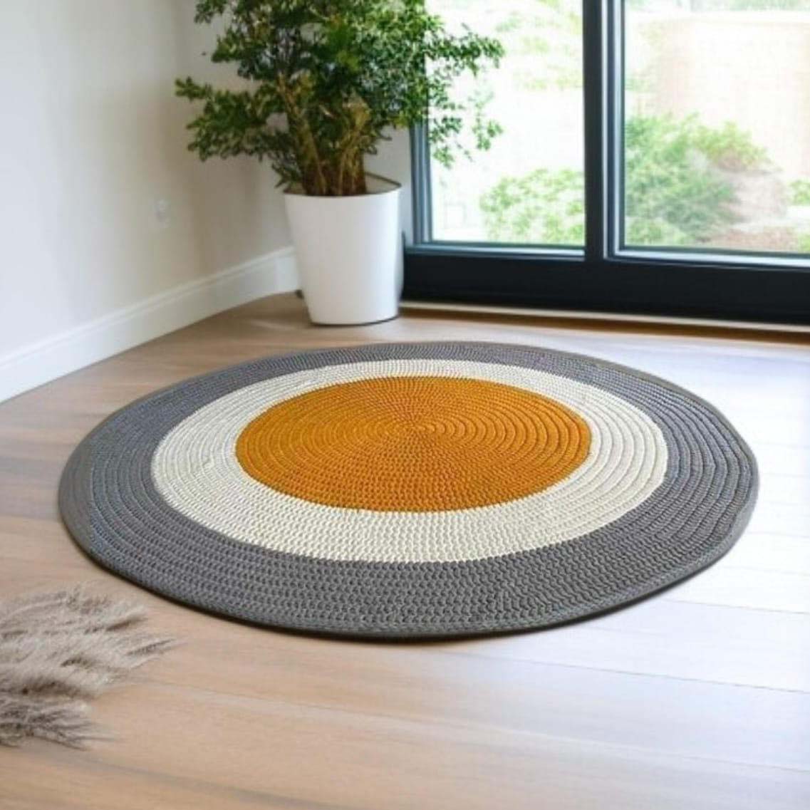 Cotton Anti-Slip Doormat for Home & Bathroom Entrance Multicolor Round Mat (70 cm) Image 2