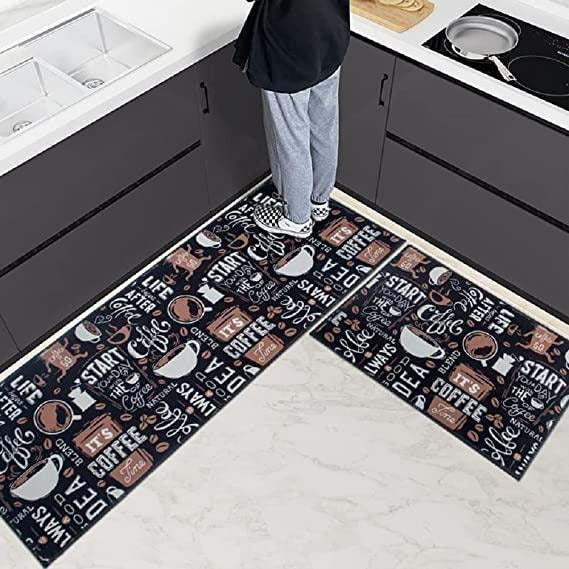 Velvet Anti-Slip Doormat for Home & Bathroom Entrance Multicolor Rectangular Mat (41x122 & 40x60 cm) 2 Pcs Image 1