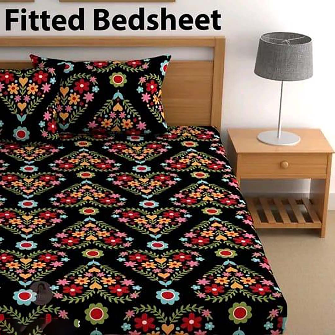 Cotton (78x72 Inch) Double Size Bedsheet With 2 Pillow Cover in Multicolor Image 4
