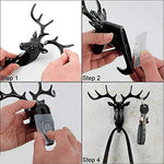 Fashion Deer Head Antlers Self Adhesive Hook Keys Hat Holder Wall Door Hanger Size Medium Black Image 3