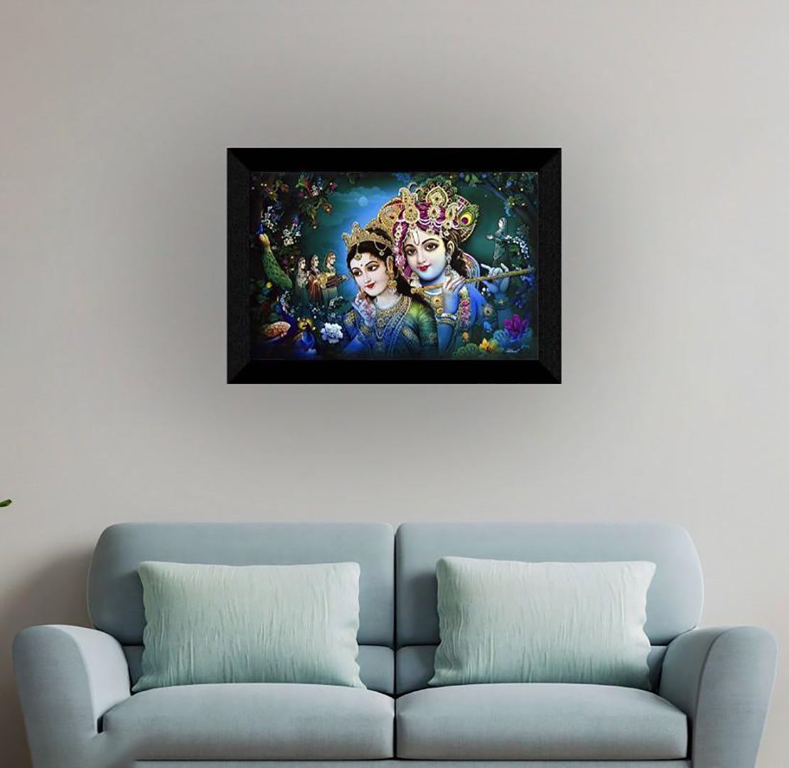 Radha Krishna Religious Modern Art Self Adeshive Home Decorative Gift Item Wall Painting For Living Room Office Hotel Mdf Framed Painting 11 Inch X 14 Inch Image 3