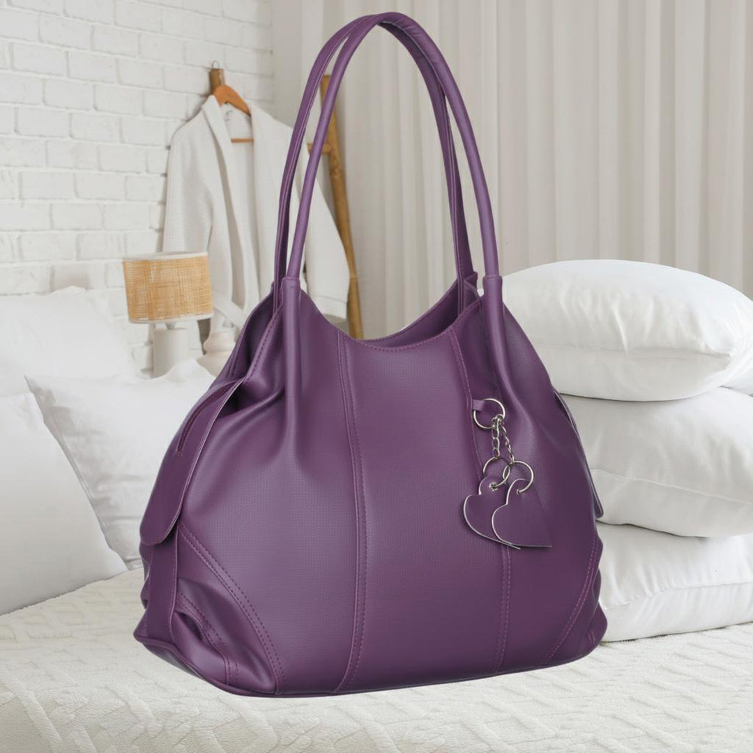Handbag For Women And Girls Stylish violet PU Leather Bag Image 1
