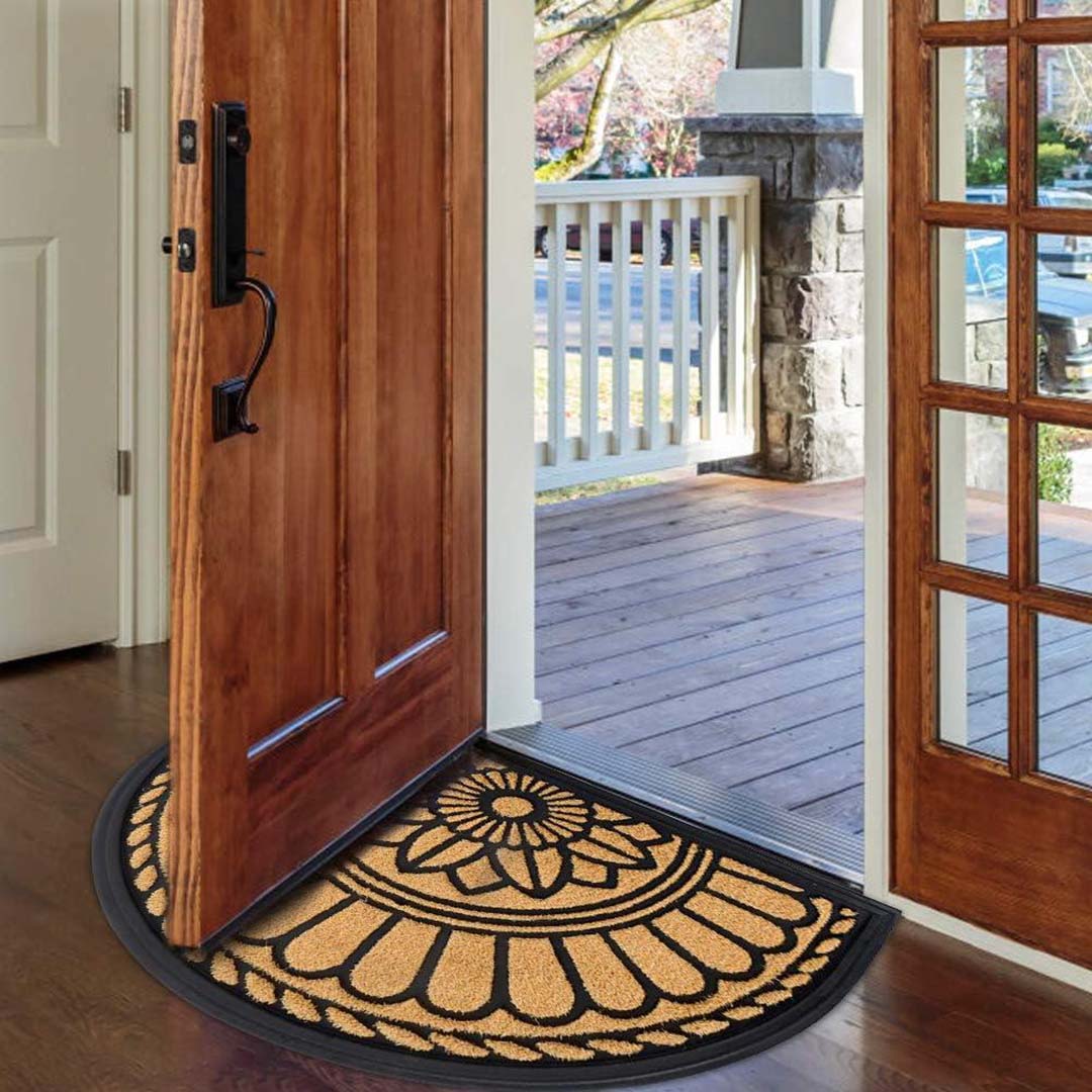 Rubber Anti-Slip Doormat for Home & Bathroom Entrance Golden Semi Circle Mat (45x70 cm) Image 2