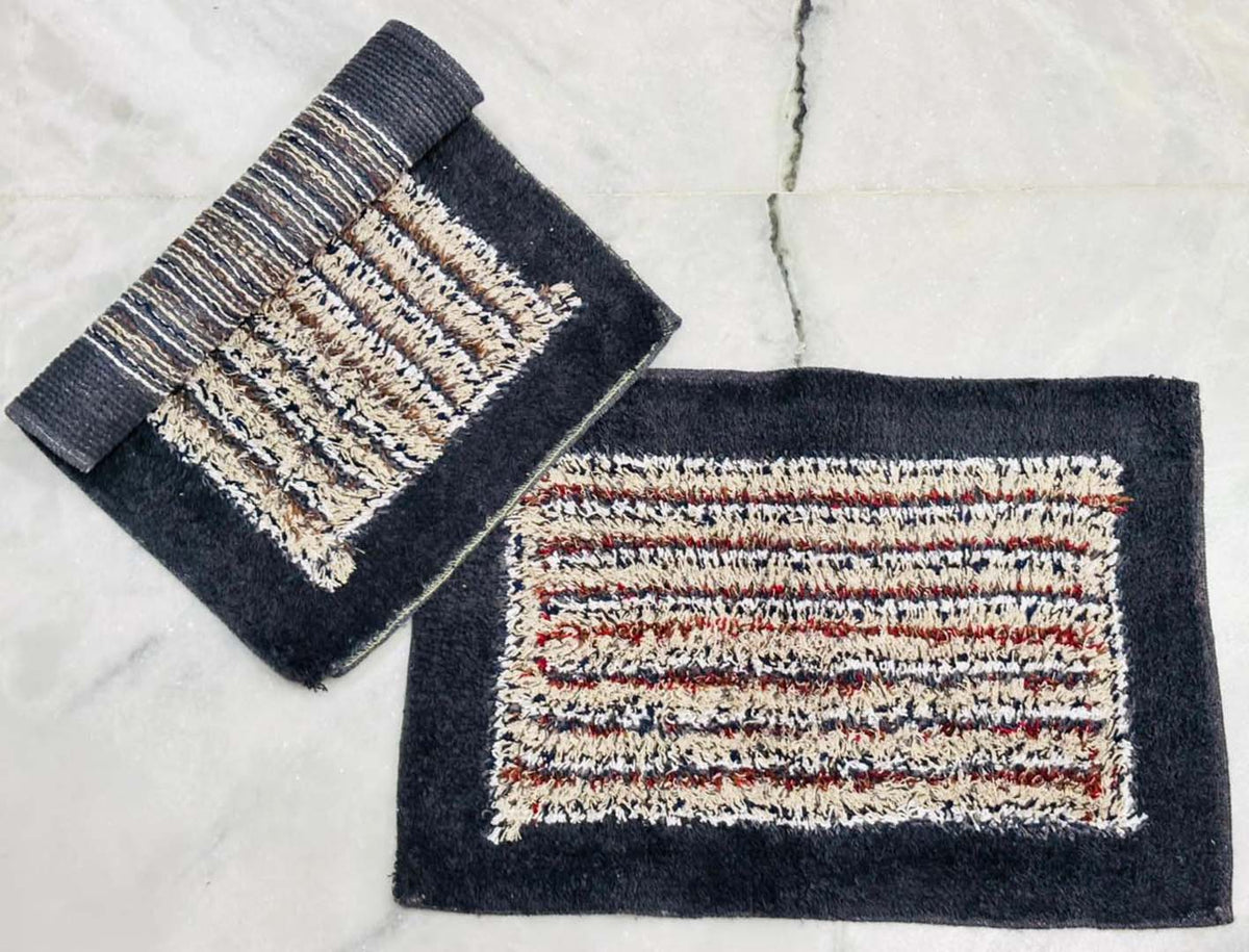 Microfiber Anti-Slip Doormat for Home & Bathroom Entrance Multicolor Rectangular Mat (45x70 cm) 2 Pcs Image 1