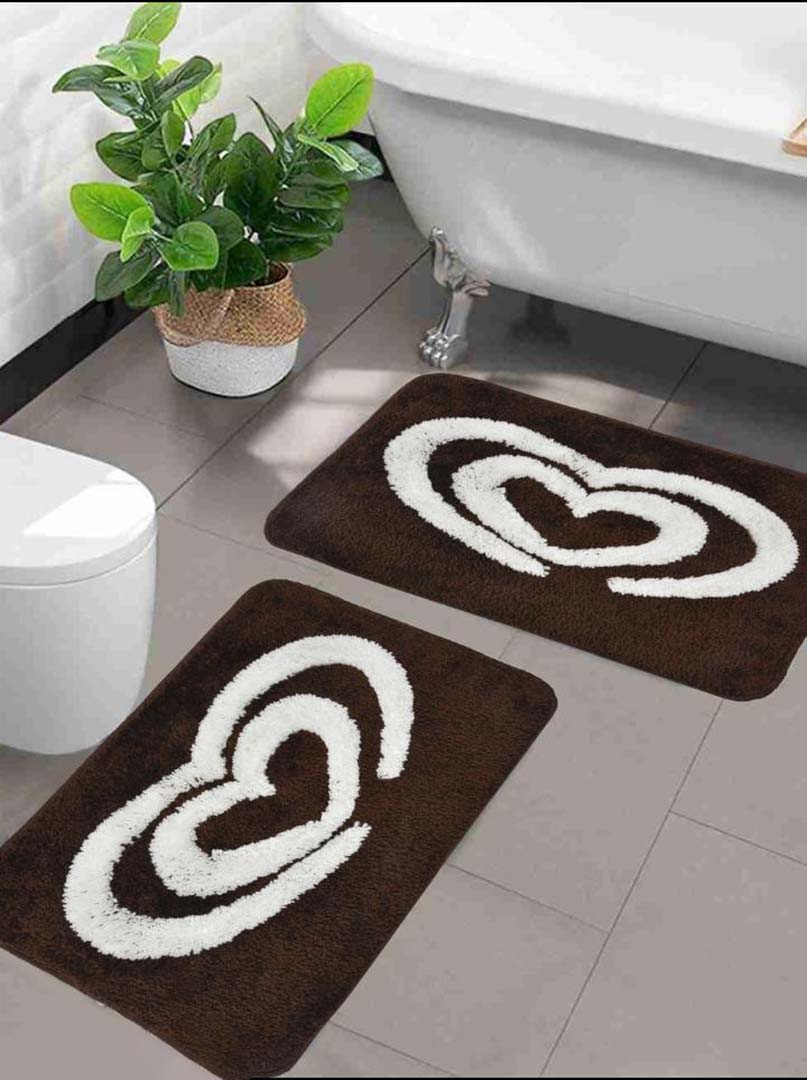 Microfiber Anti-Slip Doormat for Home & Bathroom Entrance Brown Rectangular Mat (40x60 cm) 2 Pcs Image 1