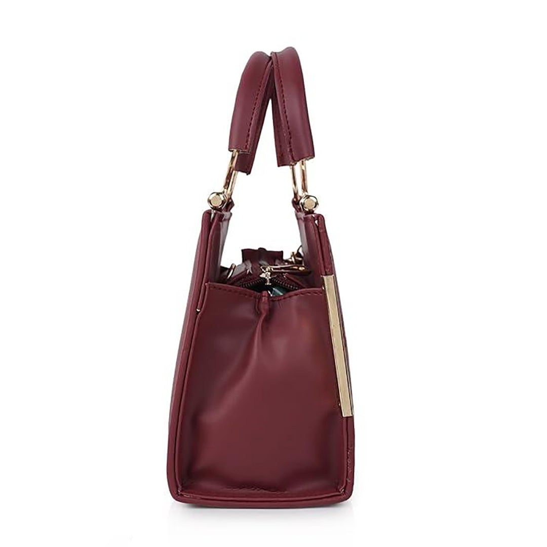 Handbag For Women And Girls Stylish Brown PU Leather Bag Image 3