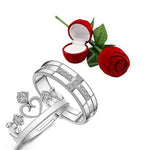 Crown Silver Ring With Artificial Red Rose Soft Teddy Bear Box For Girlfriend Wife Lovers Romantic Gift For Valentine Day Combo Set Image 1