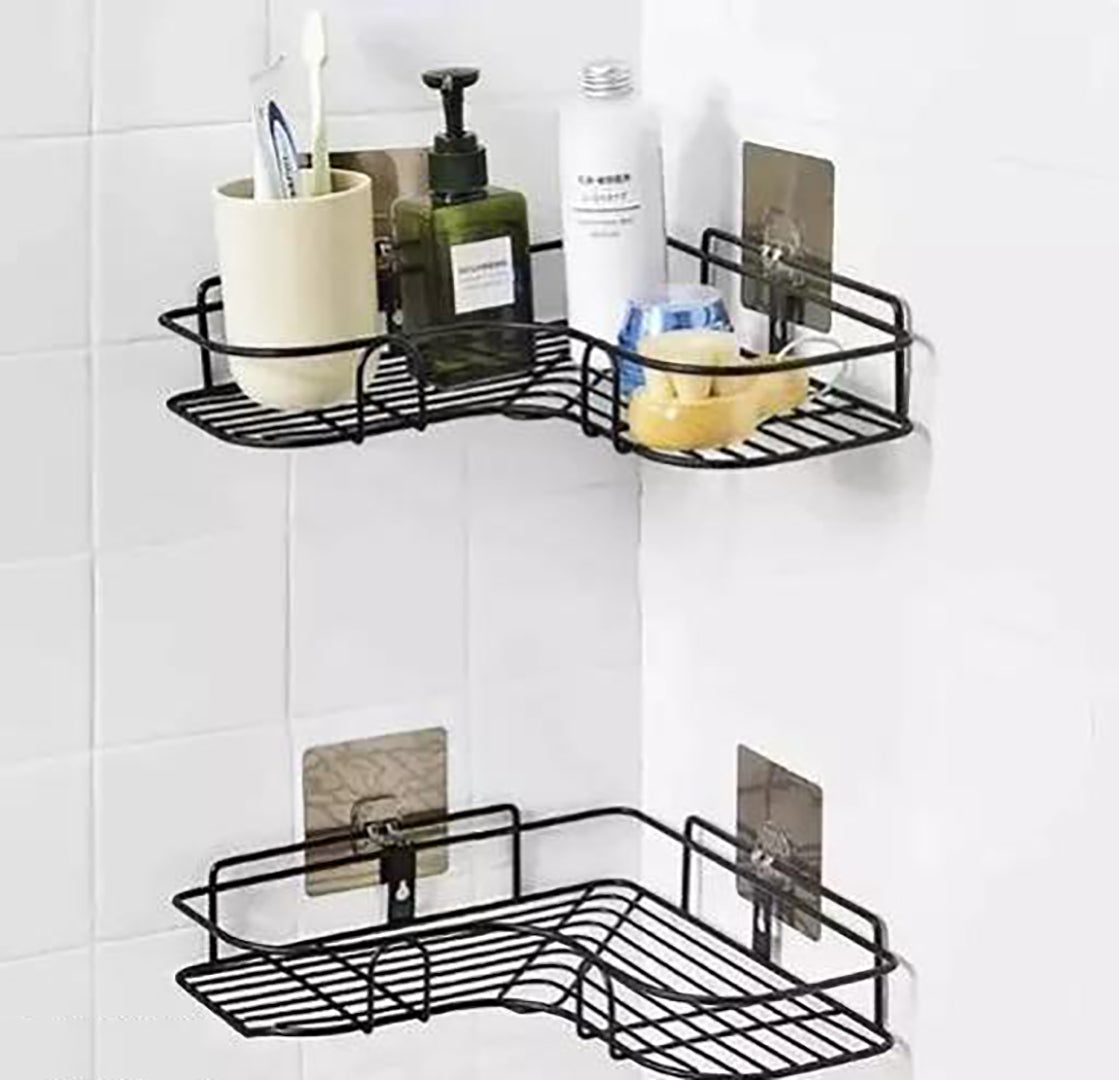 Wall Mounted Shower Storage Corner Shelf Holder Decorative Stainless Steel Self Adhesive Metal Storage Wall Shelves For Bathroom And Kitchen Stainless Steel Wall Shelf Image 3
