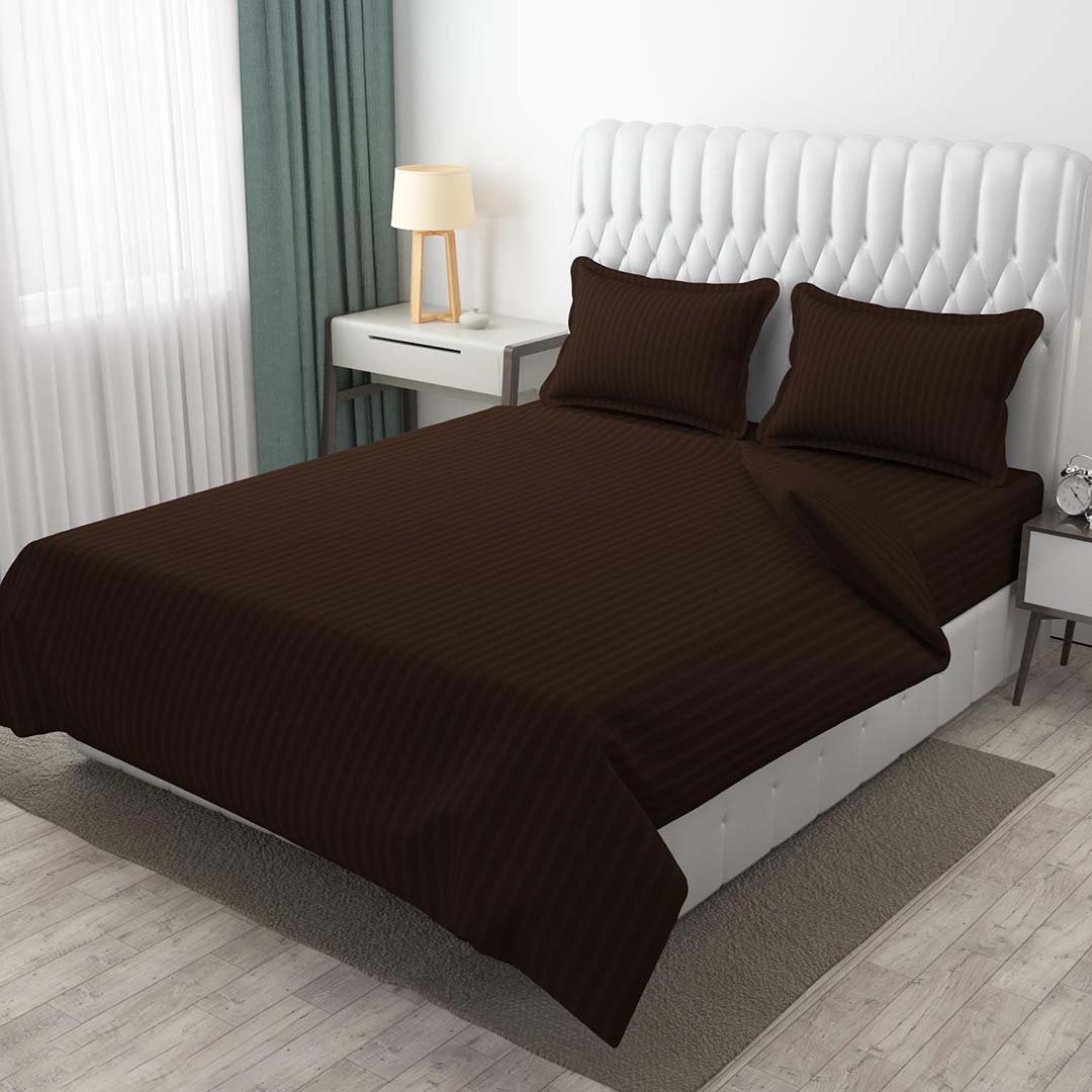Cotton (90x100 Inch) Double Size Bedsheet With 2 Pillow Cover in Brown Color Image 4