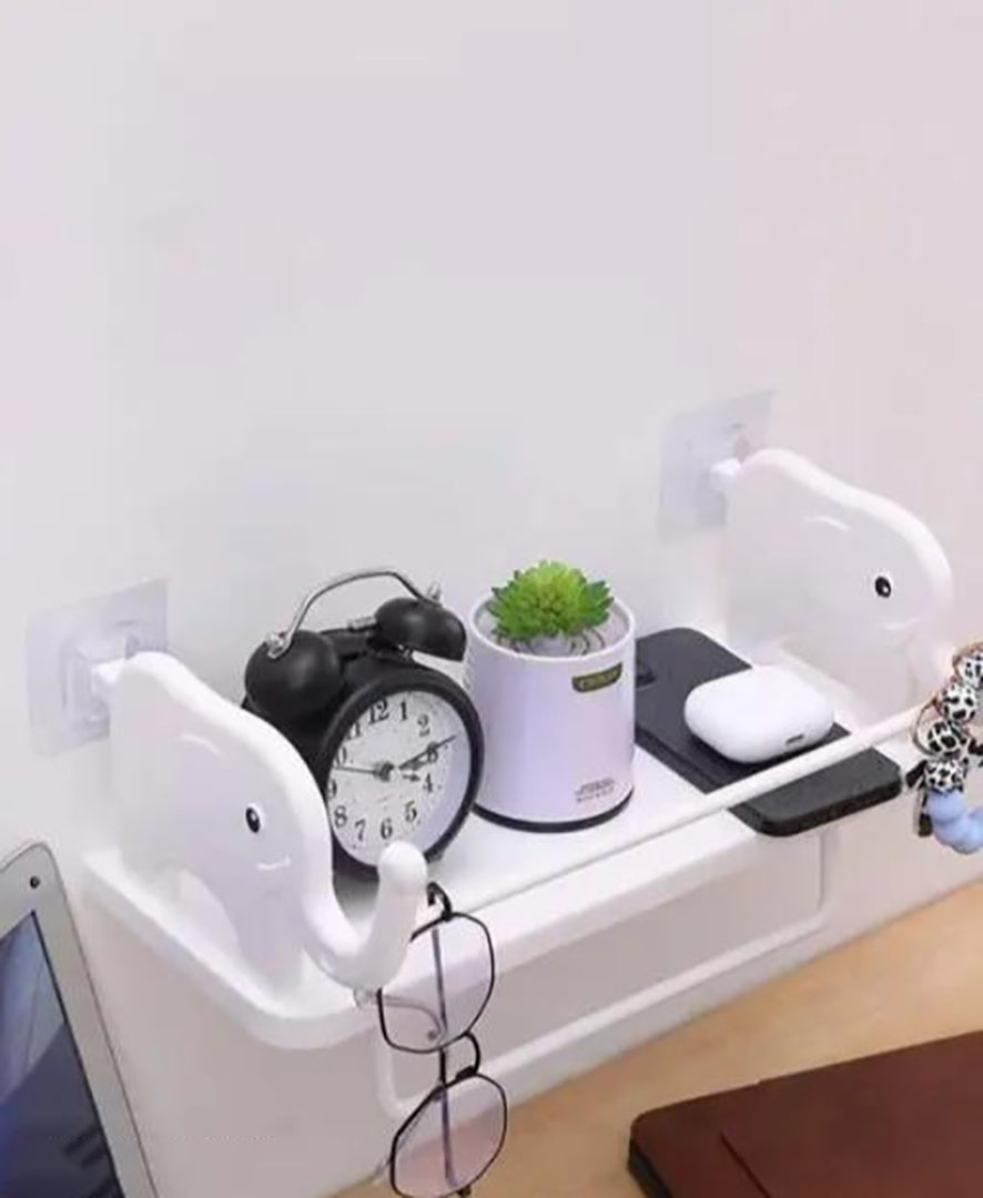 Pack Of 2 Self Adhesive Multipurpose Stand Holder For Bathroom Soap Holder Shampoo Holder Wall Mounted Stand Holder Cartoon Wall Mount Bathroom Stand White Image 3