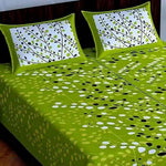 Cotton (90x100 Inch) Double Size Bedsheet With 2 Pillow Cover in Green Color Image 1