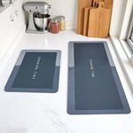 Memory Foam Anti-Slip Doormat for Home & Bathroom Entrance Grey Rectangular Mat (120x40 & 40x60 cm) 2 Pcs Image 1