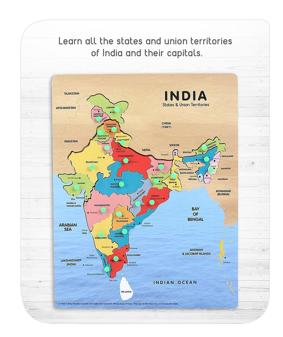 Wooden Indian Map Educational Toy for Kids Image 2