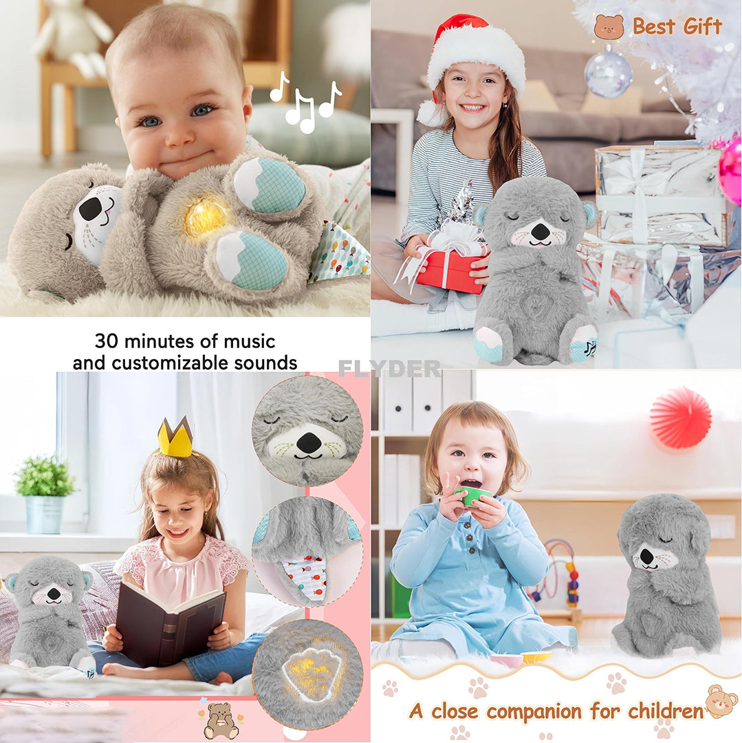 Breathing Teddy Bear Otter Glowing Music For Baby Sensory Sleep Lights Rhythmic Soft Toy Simulation Plush Sound Machine With Music Baby Gift Image 4