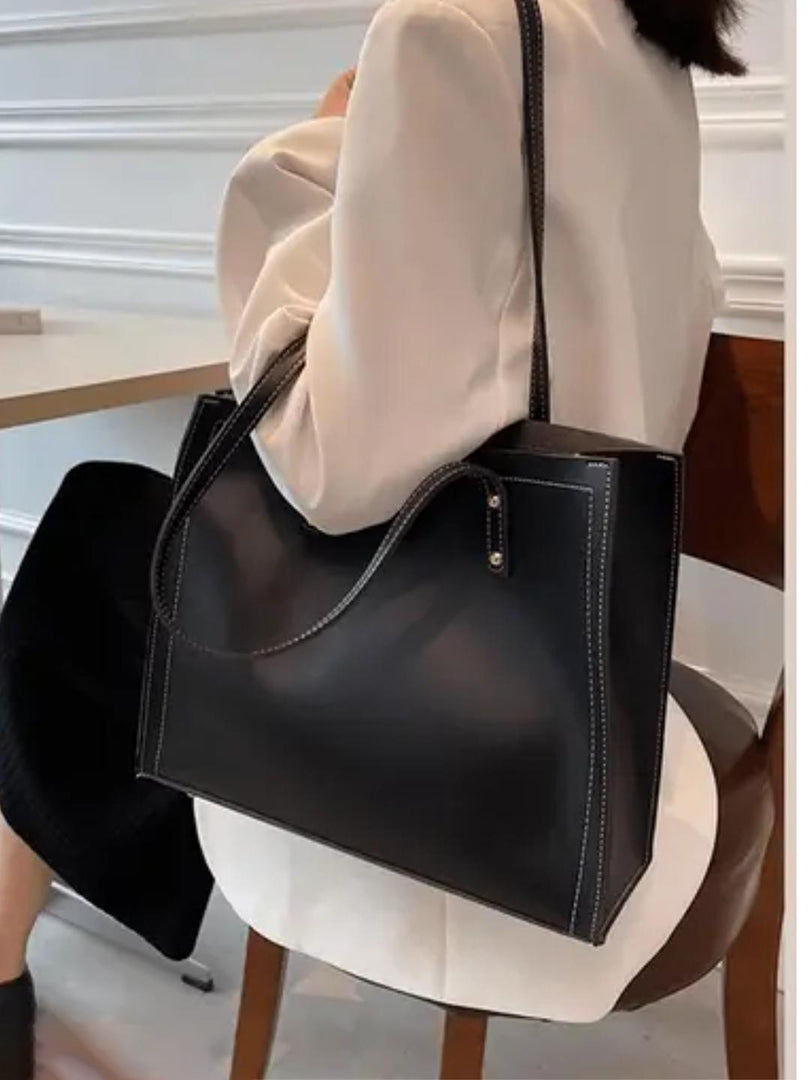 Handbag For Women And Girls Stylish Black PU Leather Bag Image 1