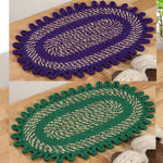 Cotton Anti-Slip Doormat for Home & Bathroom Entrance Multicolor oval Mat (40x60 cm) 2 Pcs Image 1